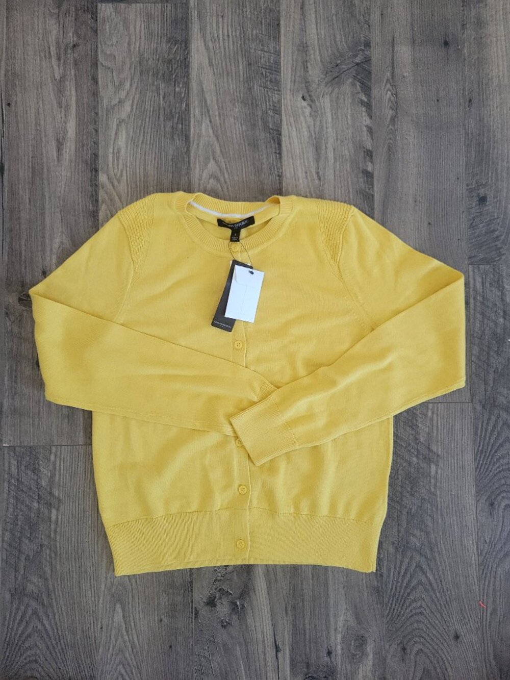 TITLE: Banana Republic NWT Yellow Cotton Blend Button Front Cardigan Sweater Sma